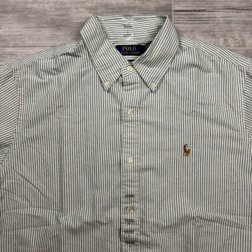 $130 Polo Ralph Lauren Button Down Men's XL Green White Striped Classic Fit NWT